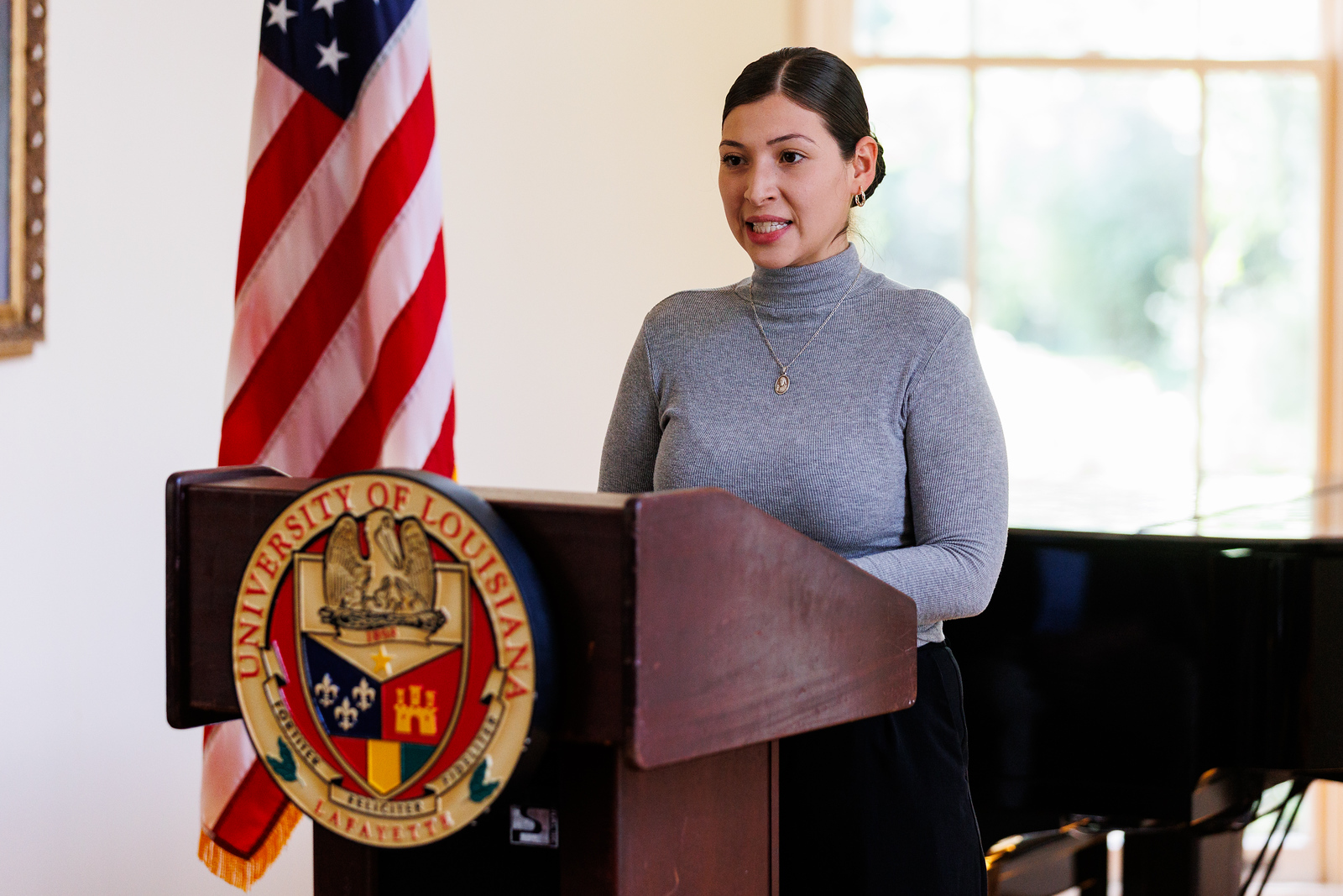 Engineering Structured Apprenticeship Program participant Diane Vargas shares her experience in the program during the luncheon. 